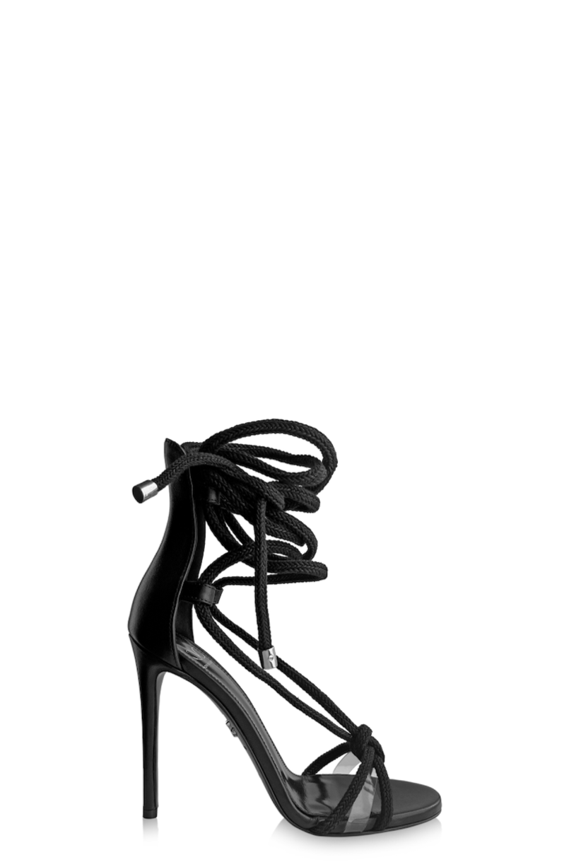 Mariya Black Rope And Leather Sandals 7277